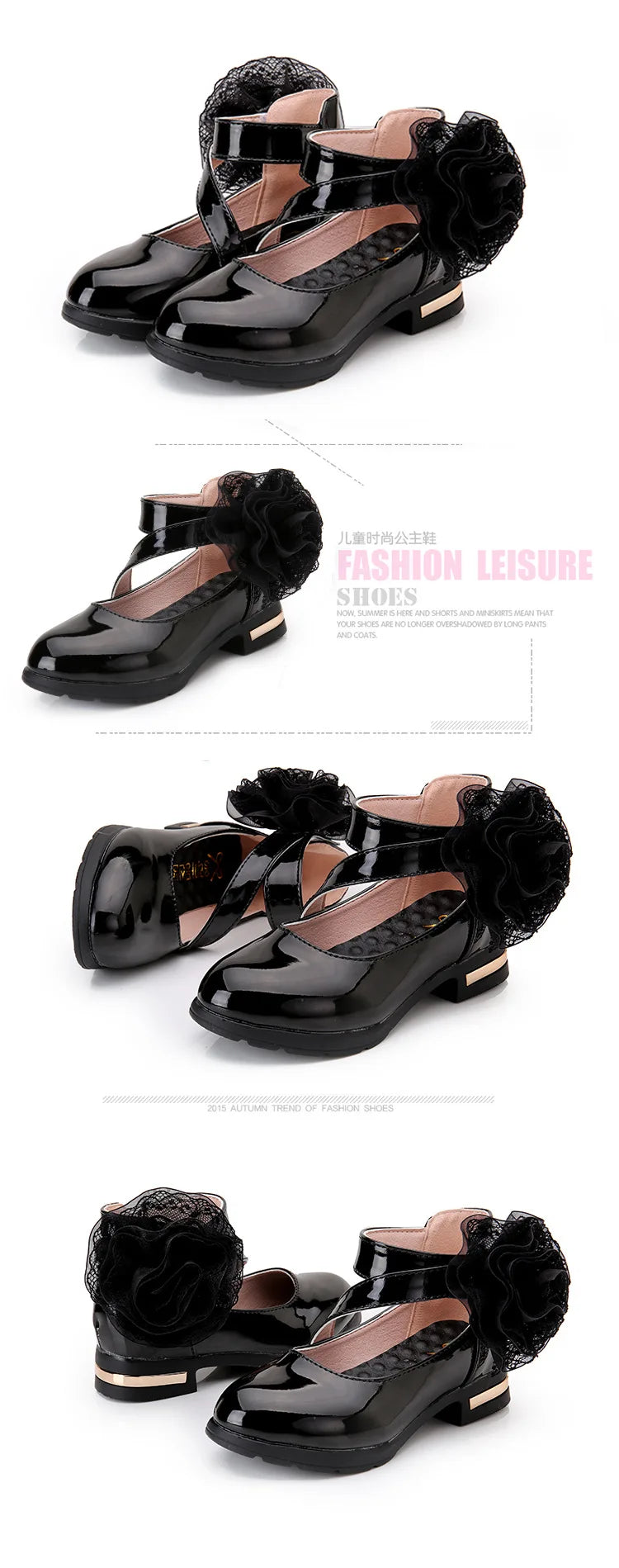Girls Leather Shoes for Party Wedding Kids Performance Shoes with Butterfly-knot Fashion Children High Heels Rhinestone Shoes
