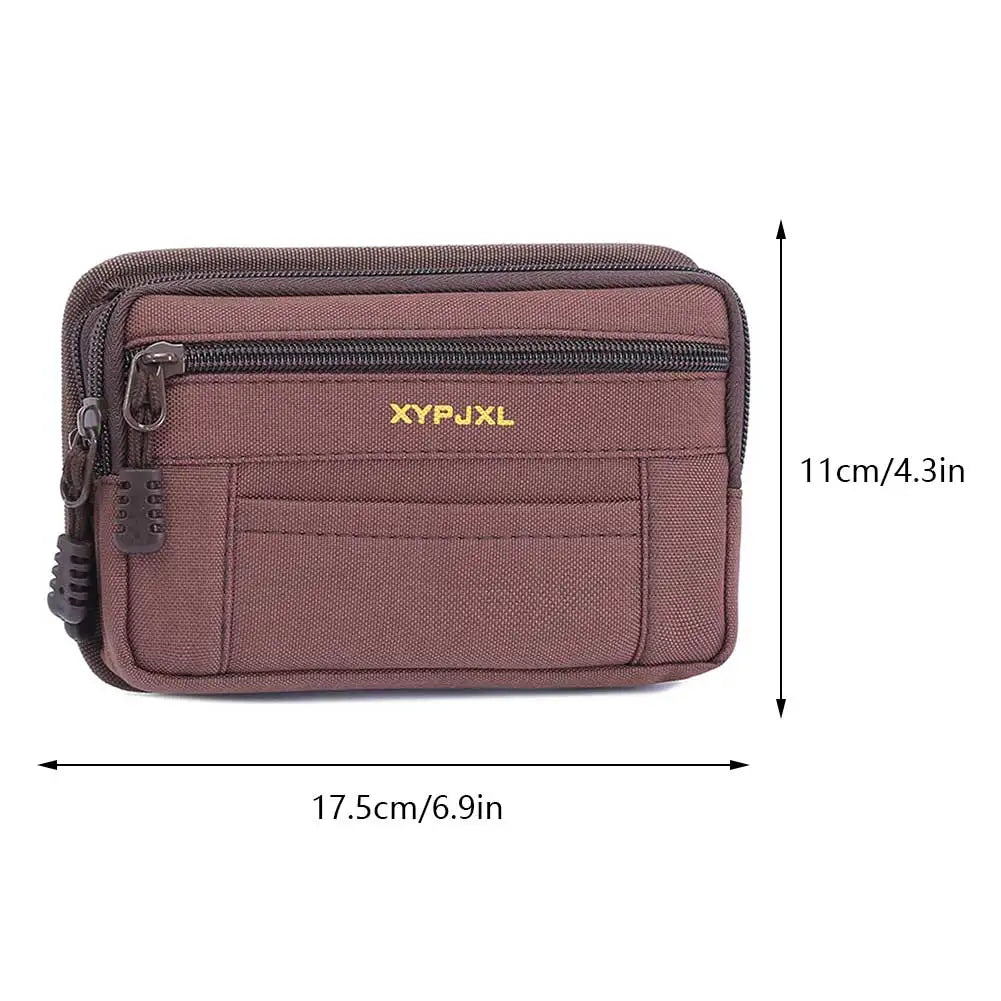 Men Canvas Mobile Phone Purse Mini Coin Small Square Belt Bags Multi-Compartment Fanny Wallet Pouch Man Pocket Design Waist Pack