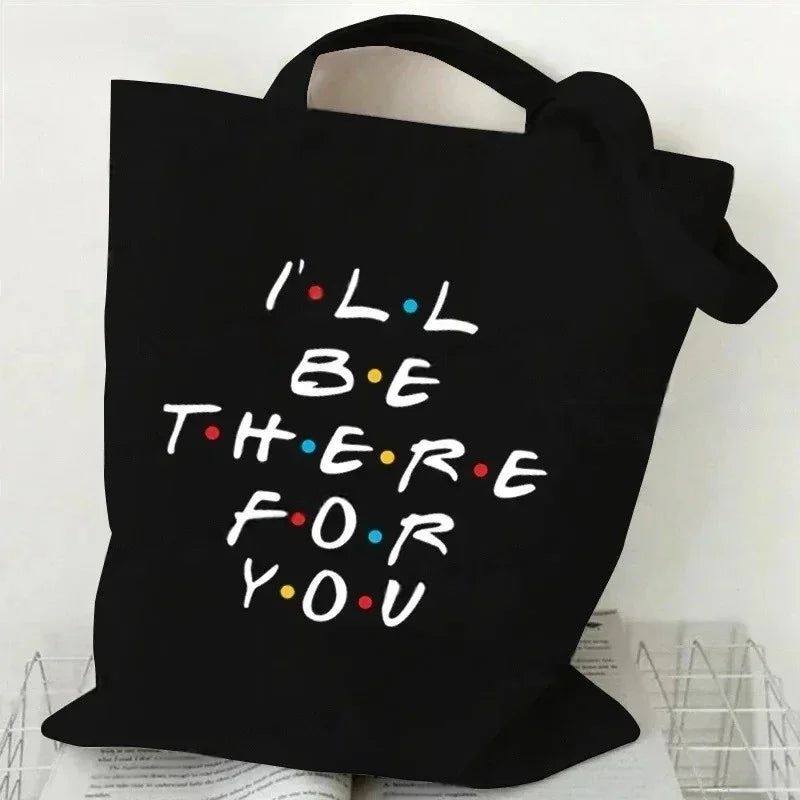 Eco-Friendly Black How You Doing Friends TV Tote Bag Canvas Shoulder Bag for Women Trendy TV Show-Themed Handbag for Girls