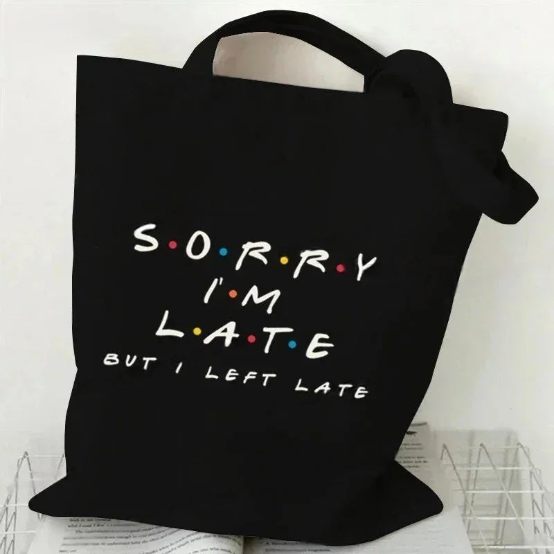 Eco-Friendly Black How You Doing Friends TV Tote Bag Canvas Shoulder Bag for Women Trendy TV Show-Themed Handbag for Girls