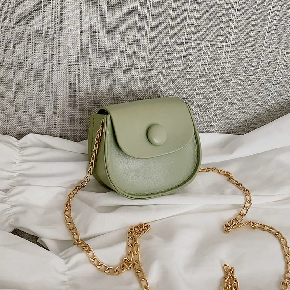 PU Leather Small Bag Coin Purse Wallet Card Holder Mini Saddle Bag Chain Crossbody Bag Women Shoulder Bag Female Handbag