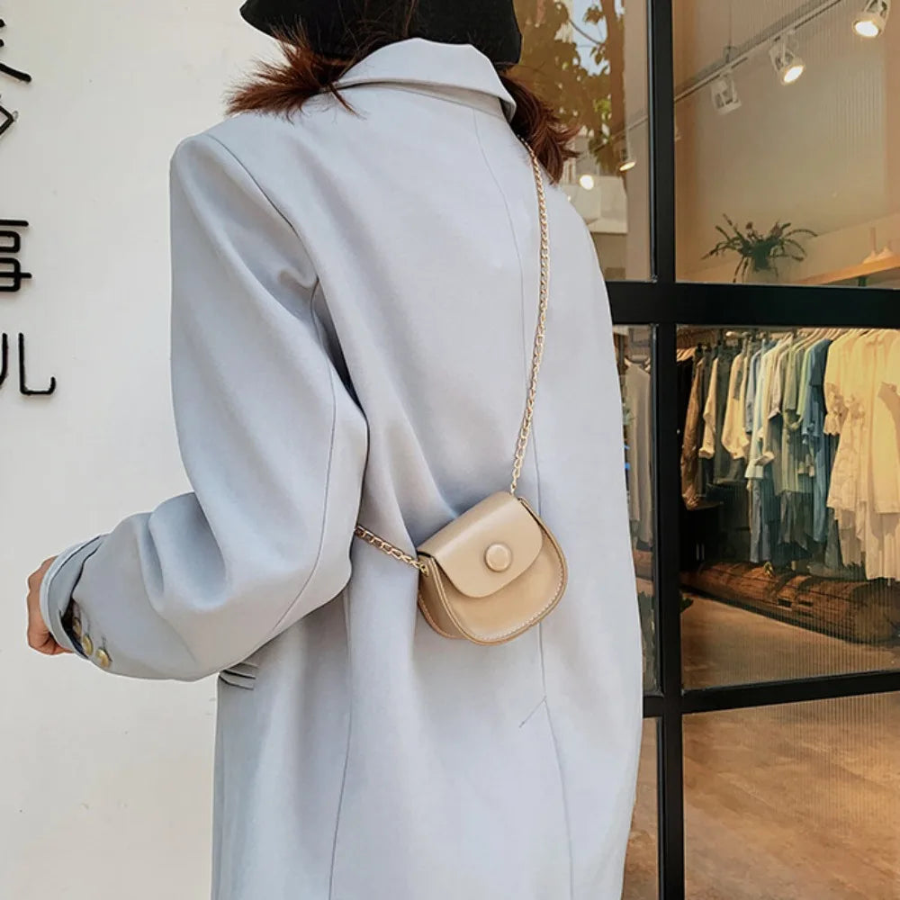 PU Leather Small Bag Coin Purse Wallet Card Holder Mini Saddle Bag Chain Crossbody Bag Women Shoulder Bag Female Handbag