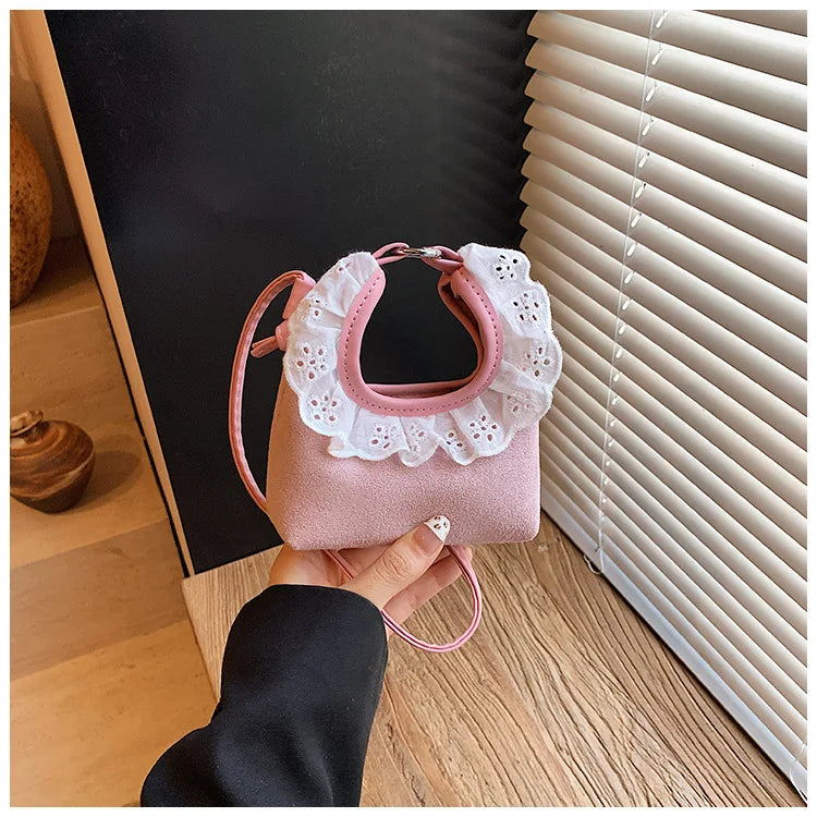Mini Crossbody Bag with Lace Trim Vintage Denim Small Handbag for Women Lady Cute Casual Phone Bag Female Sling Shoulder Purse