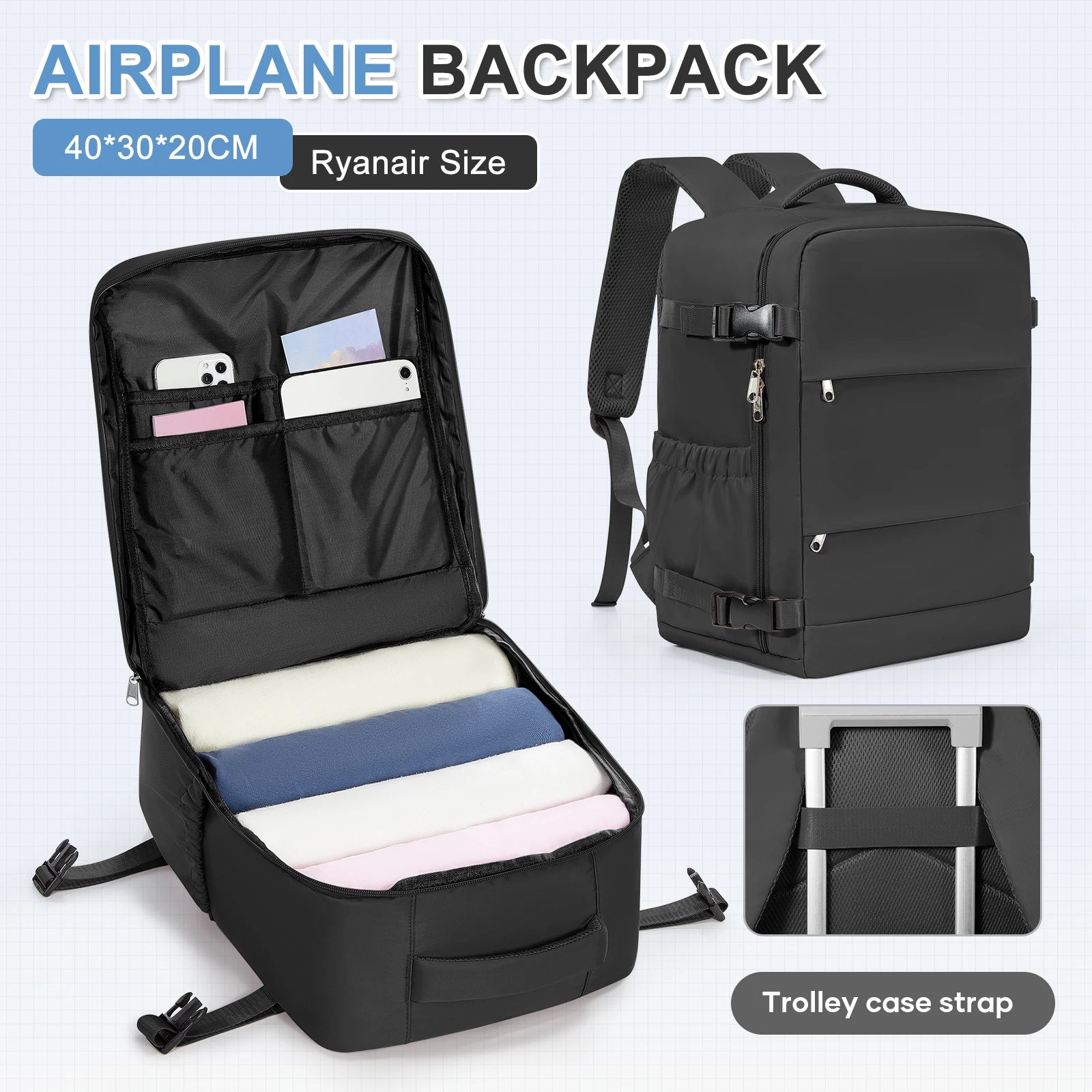 Ryanair Backpack 40x30x20 Cabin Bag Travel Backpack for Men Women Hand Luggage Leisure Laptop Backpack mochila para viaje cabina