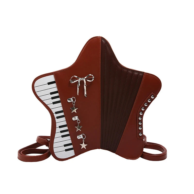 Pu Star Piano Funny Personality Handbags 2026 Creative New Style Bags Five-pointed Star Bow Tie Fashion Multipurpose Backpacks