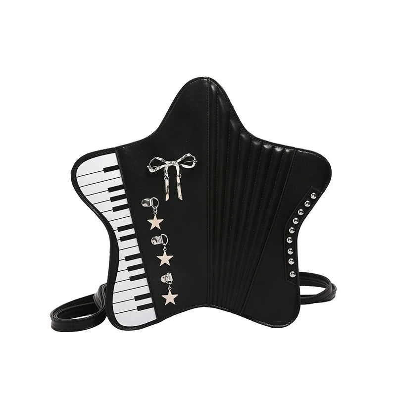 Pu Star Piano Funny Personality Handbags 2026 Creative New Style Bags Five-pointed Star Bow Tie Fashion Multipurpose Backpacks