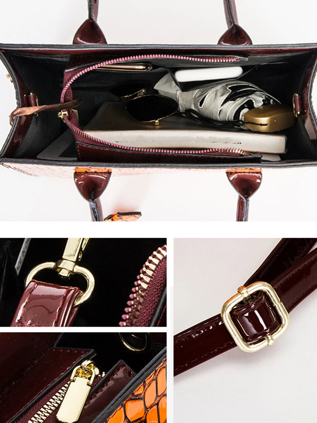 CEZIRA Women 2 pcs Handbags Set Luxury Fashion PU Leather Tote Top-handle Bag Flap Cover Purse with Adjustable Long Strap Daily