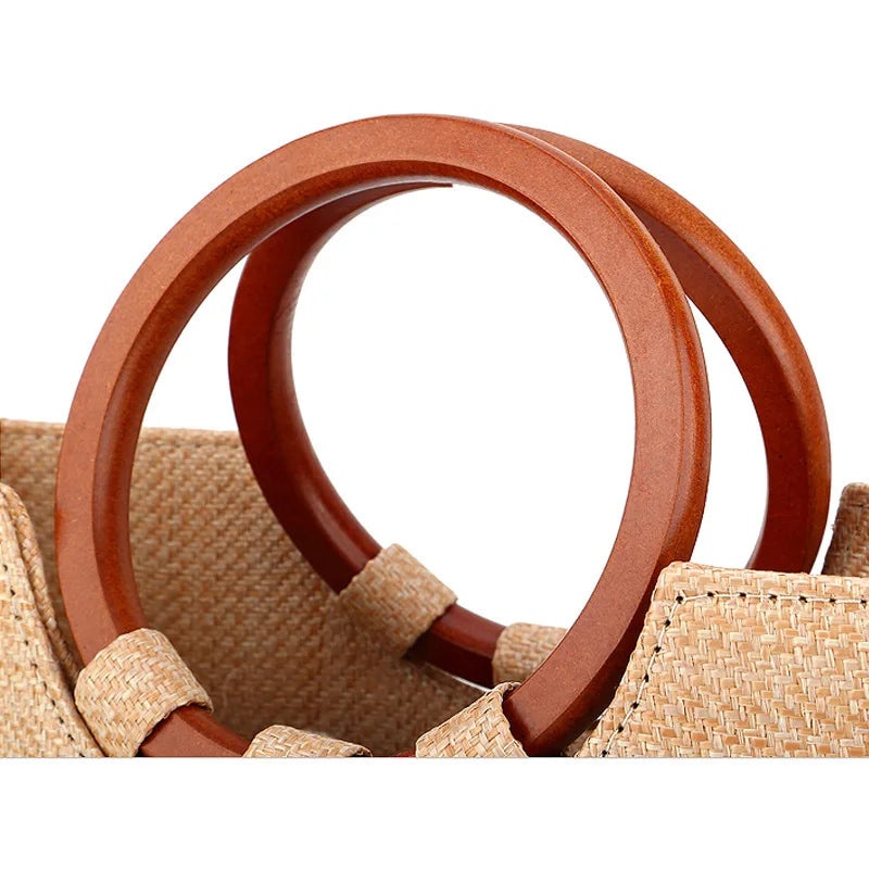 Women's Beach Bag Hand-held Straw Semi-round Hand Bag Holiday Woven Bag