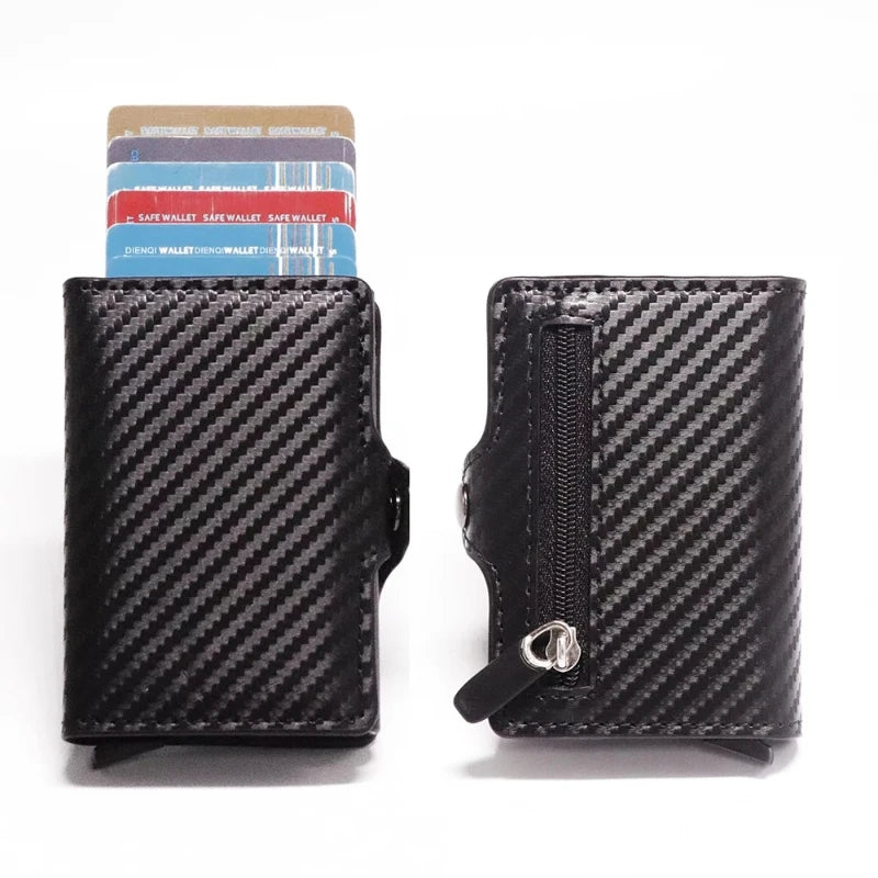 RFID Blocking Credit Card Holder Clutch Bag Men Luxury Brand Bag Card Wallet Carbon Fiber Leather Business Bank Cardholder Case