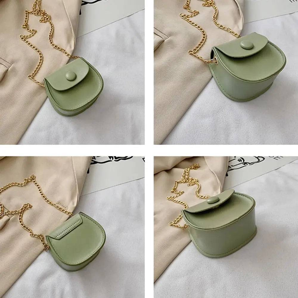 PU Leather Small Bag Coin Purse Wallet Card Holder Mini Saddle Bag Chain Crossbody Bag Women Shoulder Bag Female Handbag