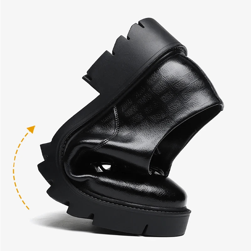 Men's Leather Elevator Shoes Invisible Height Increase 10CM 8CM Brogue Leather Shoes Men Black Formal Groom Wedding Shoes