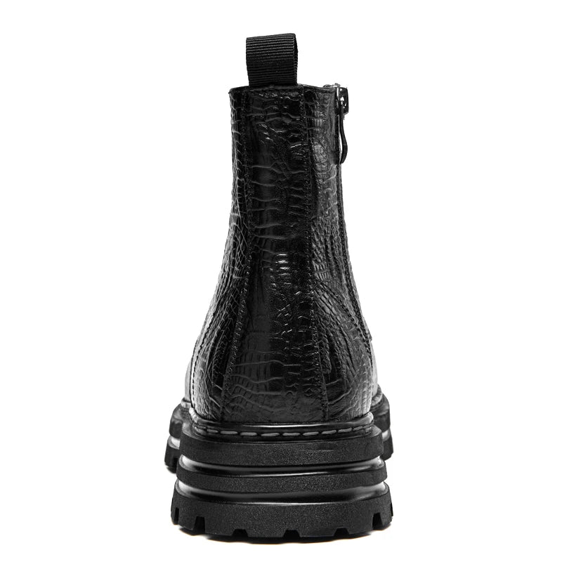Plus Big Size 47 48 Men Pure Black Genuine Leather Boots With Zipper High Top Shoes Real Original Natural Handmade