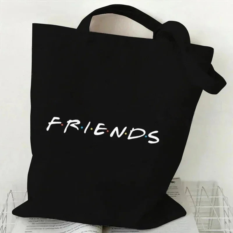 Eco-Friendly Black How You Doing Friends TV Tote Bag Canvas Shoulder Bag for Women Trendy TV Show-Themed Handbag for Girls