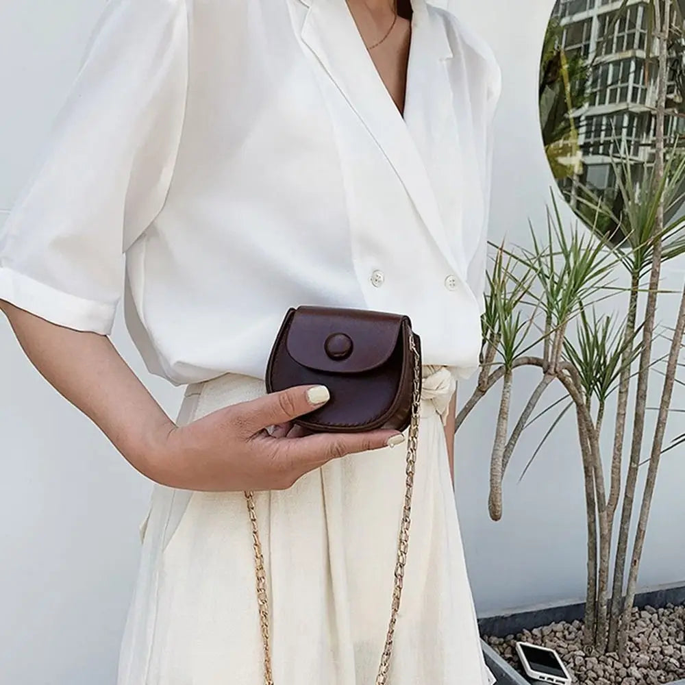PU Leather Small Bag Coin Purse Wallet Card Holder Mini Saddle Bag Chain Crossbody Bag Women Shoulder Bag Female Handbag