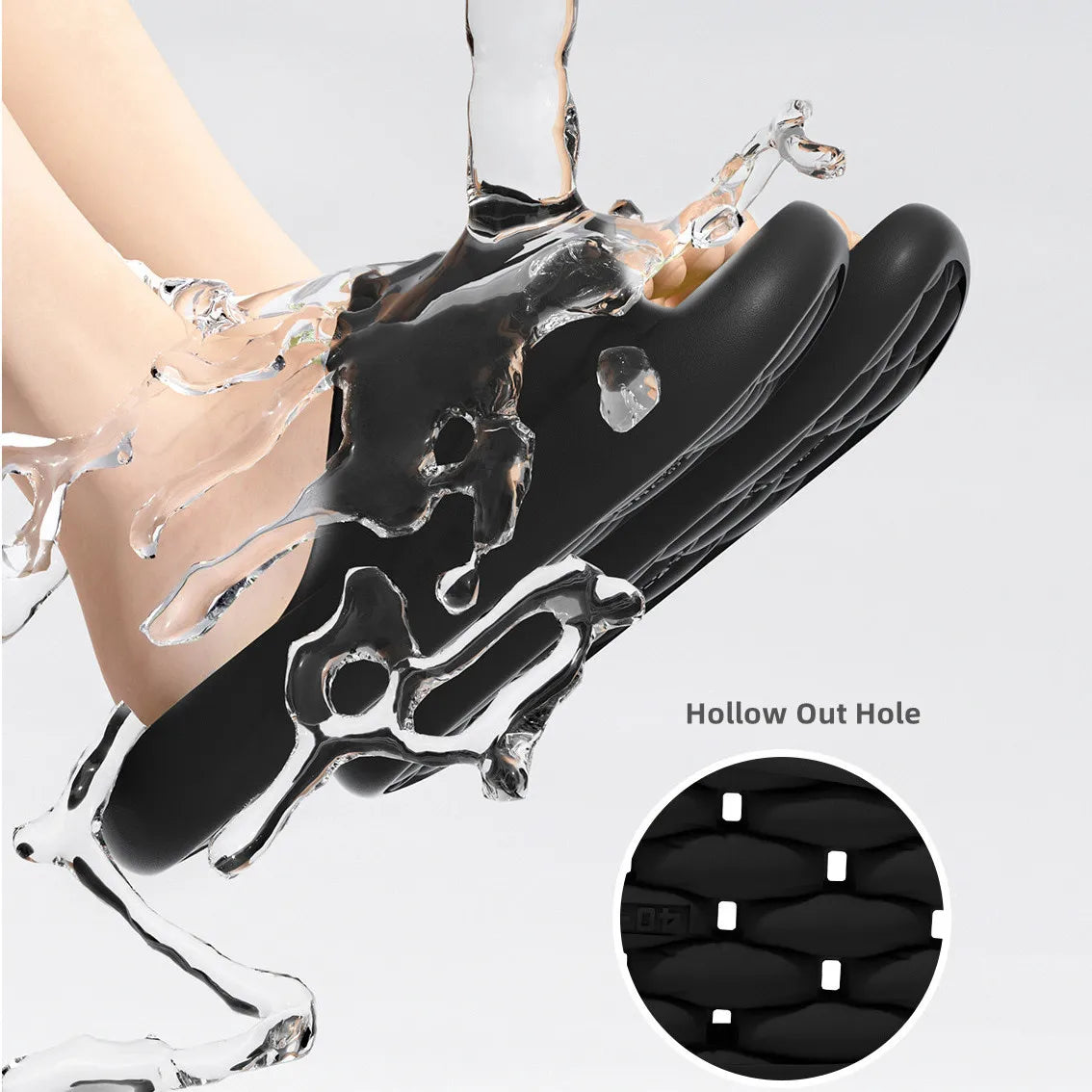 Big Size 48 49 Bathroom Slippers Leaking Quick-Drying Couples Home Shower Shoes Men Light Beach Flip Flops Women Swimming Slides
