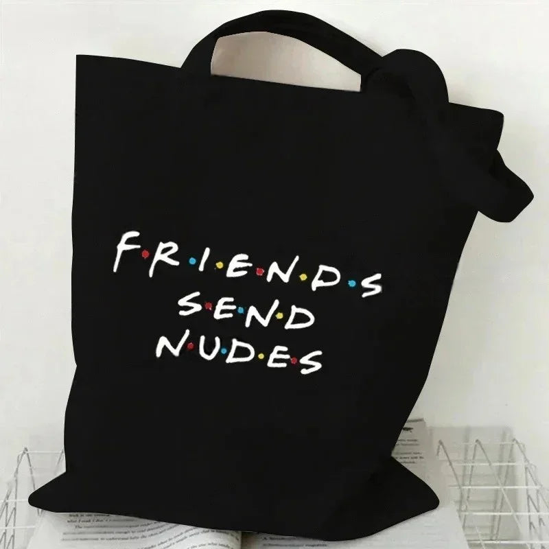 Eco-Friendly Black How You Doing Friends TV Tote Bag Canvas Shoulder Bag for Women Trendy TV Show-Themed Handbag for Girls