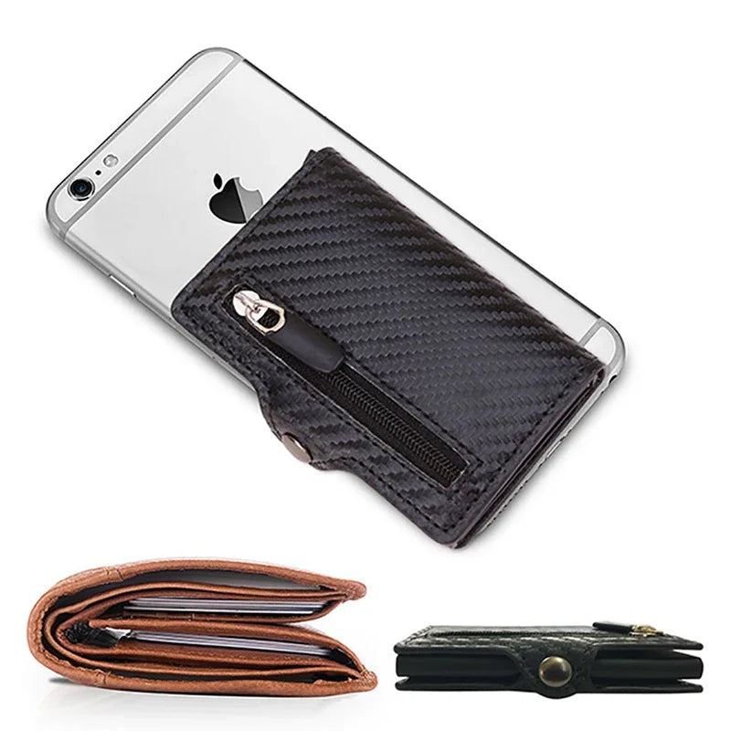 RFID Blocking Credit Card Holder Clutch Bag Men Luxury Brand Bag Card Wallet Carbon Fiber Leather Business Bank Cardholder Case