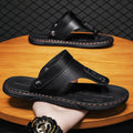 2025 New Men's Outerwear Beach Shoes, Korean-style Trendy Rubber Sandals, Summer Handmade Leather Sandals