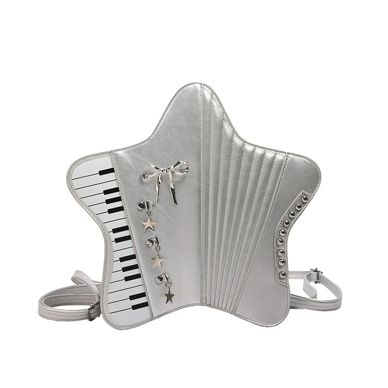Pu Star Piano Funny Personality Handbags 2026 Creative New Style Bags Five-pointed Star Bow Tie Fashion Multipurpose Backpacks