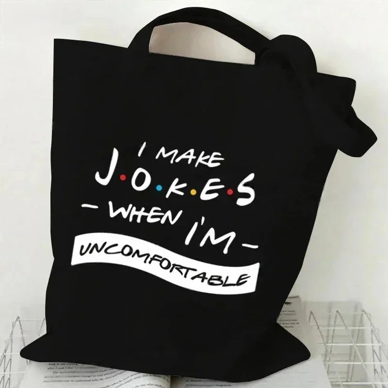 Eco-Friendly Black How You Doing Friends TV Tote Bag Canvas Shoulder Bag for Women Trendy TV Show-Themed Handbag for Girls