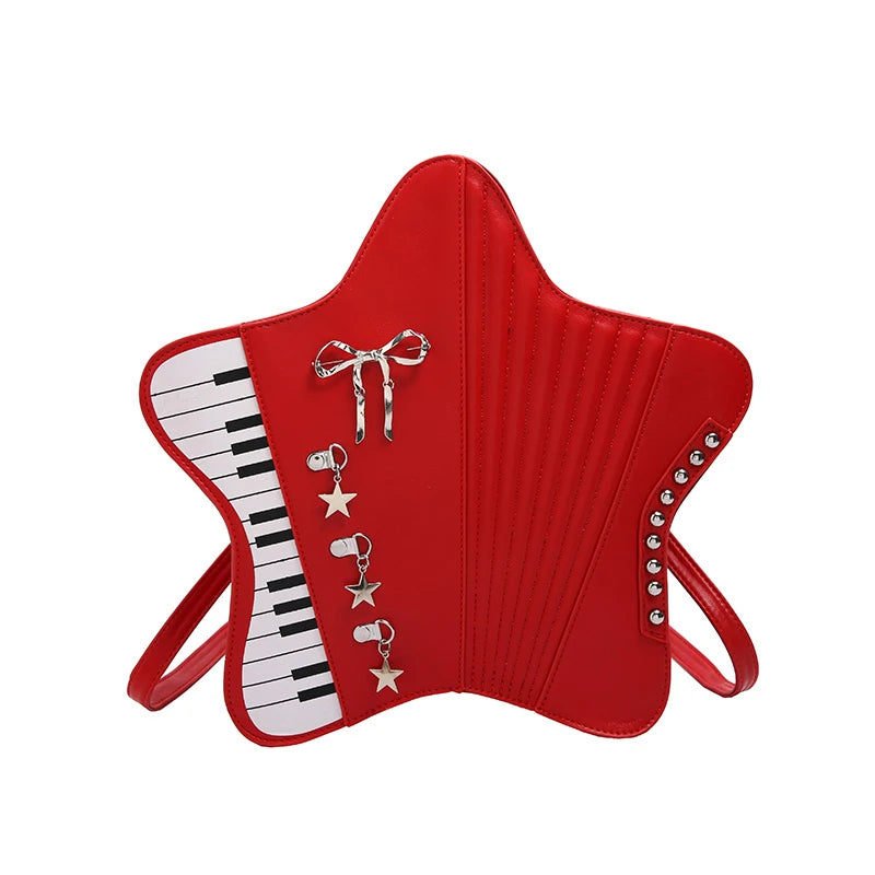 Pu Star Piano Funny Personality Handbags 2026 Creative New Style Bags Five-pointed Star Bow Tie Fashion Multipurpose Backpacks