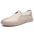 Men's Casual Leather Low-heeled Open-toe Slip-on Stylish All-weather Model Soft-soled Retro One-piece Large-sized New Loafers