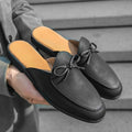 Men Fashion Slippers Men One Step Casual Comfortable Half Dragged Small Leather Shoes Men Outdoor Business Slippers Size 38-44