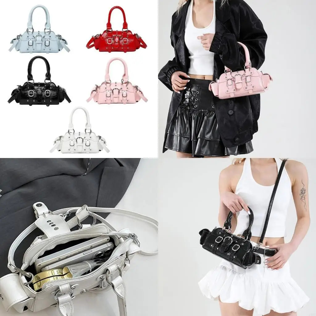 All-Matching Shoulder Bag for Woman Top Handle Bag Punk Styles Crossbody Bag Trendy Handbag PU Leather Bag