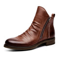 Fashion Men's Chelsea Boots Autumn Leather Ankle Boots Retro High-top Zipper Boots for Men Non-slip Platform Shoes Plus Size New