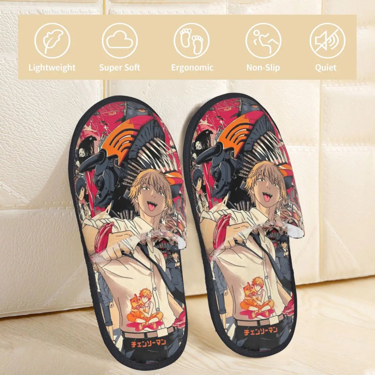 Chainsaw Man Reze House Slippers Living Room Anime Manga Soft Memory Foam Slippers Non Slip