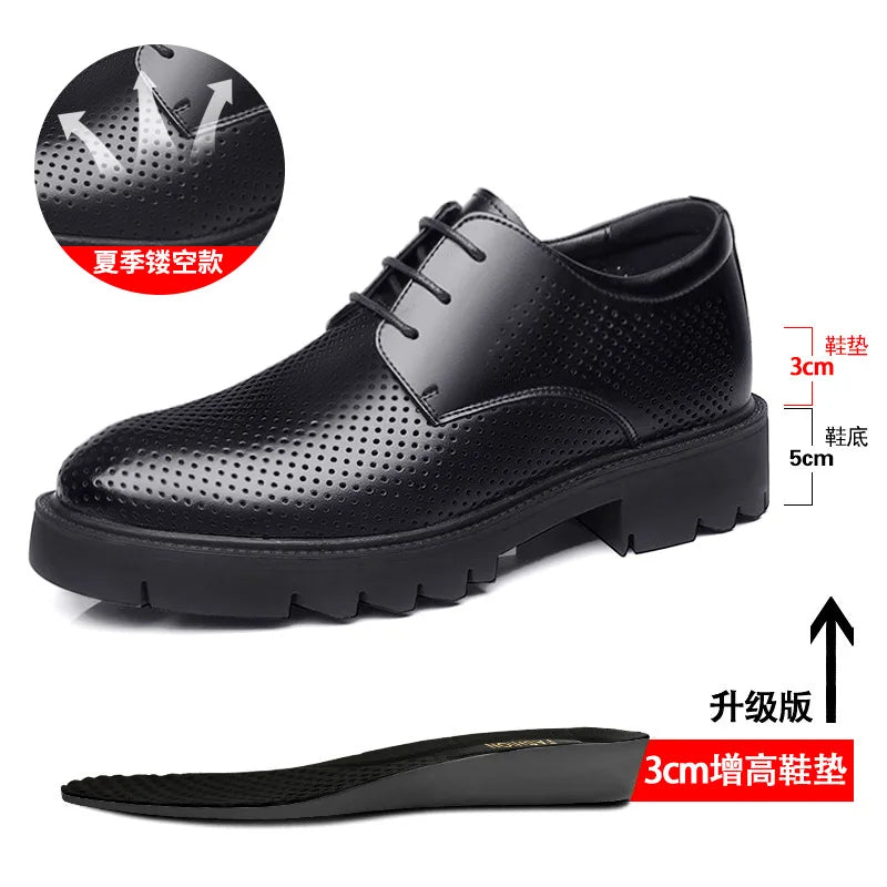 Men Dress Shoes Elevator Shoes Platform High Heels Height Increase Business Casual Man Heightening Shoes