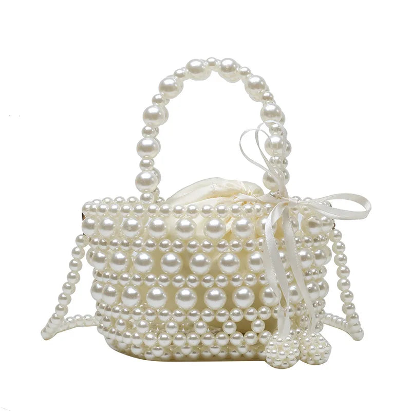 Women's Fashionable Crossbody Bag Hand-Woven Pearl Beaded Shoulder Trendy High-Quality Noble Hand Bill Carrier
