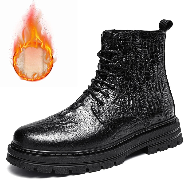 Plus Big Size 47 48 Men Pure Black Genuine Leather Boots With Zipper High Top Shoes Real Original Natural Handmade