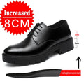 Men's Leather Elevator Shoes Invisible Height Increase 10CM 8CM Brogue Leather Shoes Men Black Formal Groom Wedding Shoes
