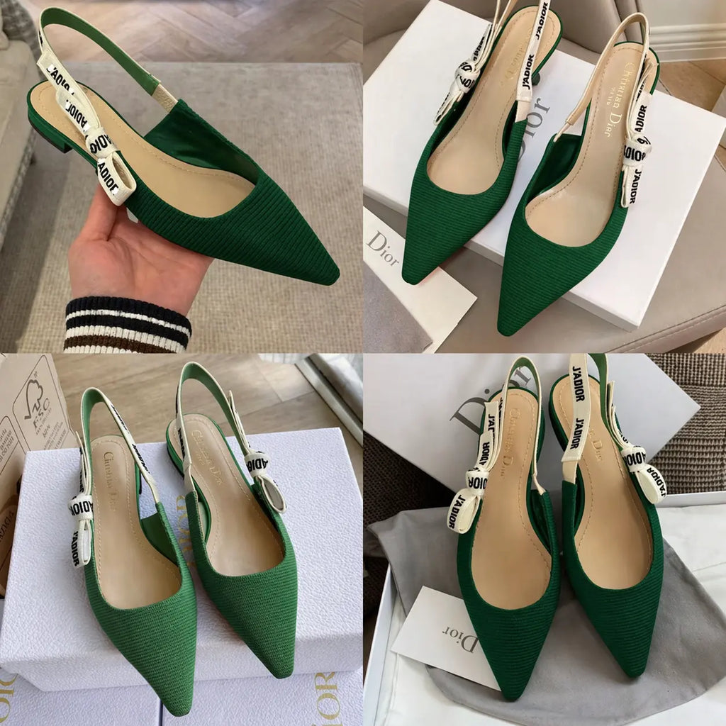 Luxury Pointed Toe Slingback Low Heel Shoe